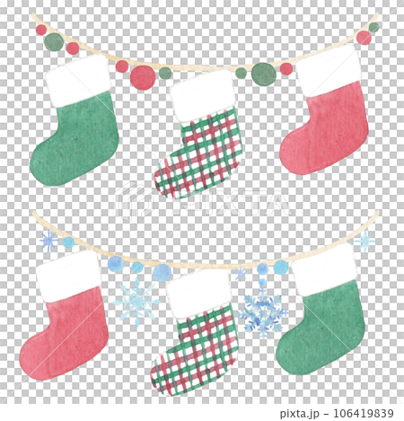 [Watercolor] Christmas garland illustration material 106419839