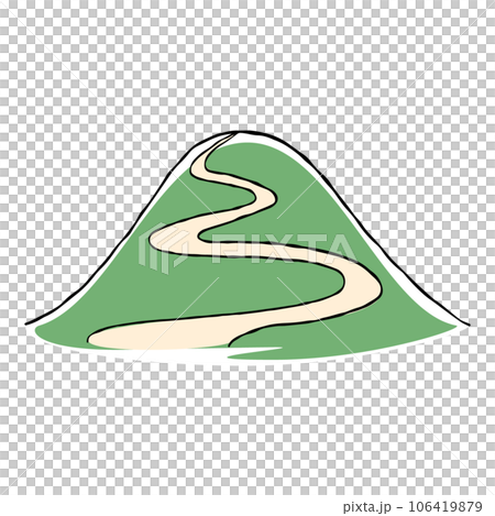 手繪插圖一座山,有一條通往山頂的道路 手繪插圖一座山,有一條通往山頂的道路 106419879
