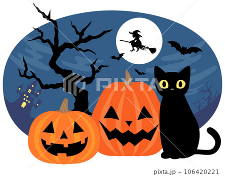 ハロウィン かぼちゃ＆黒猫 ベクターイラスト 106420221