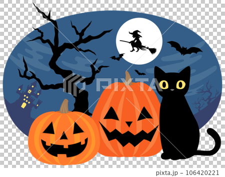 ハロウィン かぼちゃ＆黒猫 ベクターイラスト 106420221
