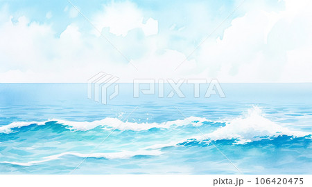 青い波と空の風景「AI生成画像」のイラスト素材 [106420475] - PIXTA