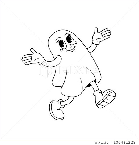 Groovy retro cartoon ghost Groovy retro cartoon ghost 106421228