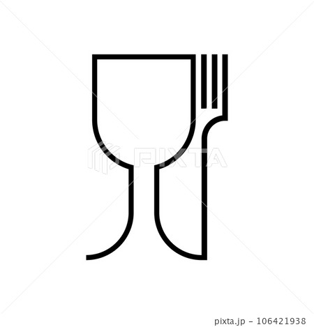 Food safe. Wine glass and fork symbol. Vector icon and logo. Food safe. Wine glass and fork symbol. Vector icon and logo. 106421938
