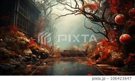ファンタジーの世界を思わせる秋の風景、まるでゲームの舞台のようなファンタジックな雰囲気