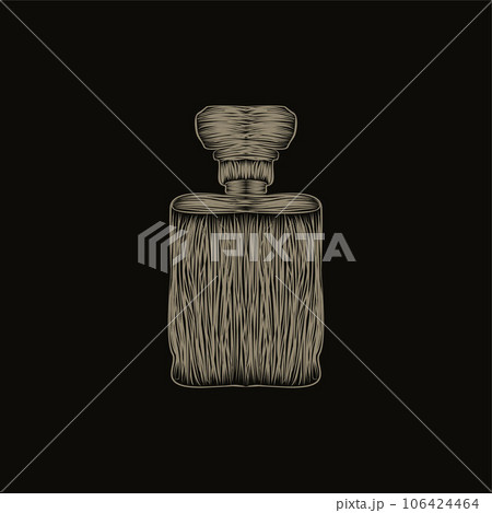 Perfume bottle logo on black design background Vector Image