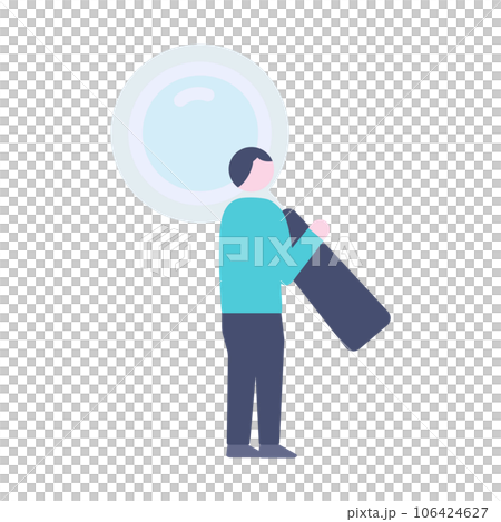 man with big magnifying glass man with big magnifying glass 106424627