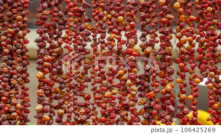 dry red pepper on a string 106425269