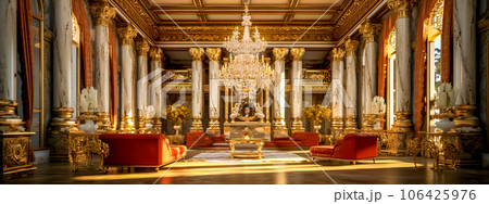 a luxurious room in a castle with artistic furniture and expensive decorations, banner a luxurious room in a castle with artistic furniture and expensive decorations, banner 106425976