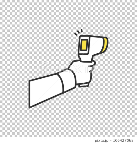 Illustration of measuring body temperature using an electronic thermometer 106427068