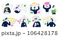 People leave feedback, users write reviews in mobile applications, comment on social media, rate services, 5 stars rating, vector illustrations 106428178