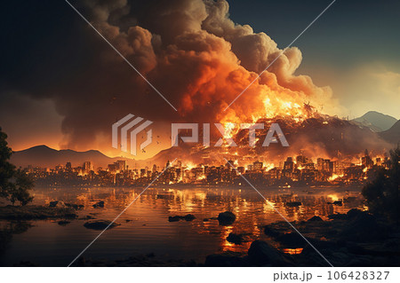 A forest fire on the Hawaiian Islands. 106428327