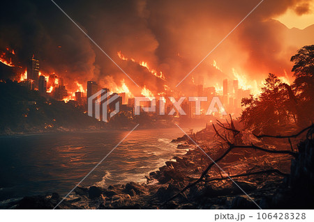 A forest fire on the Hawaiian Islands. 106428328
