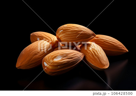 Group of almonds isolated on black 106428500
