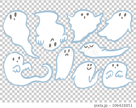 手繪風格可愛插畫集簡單的鬼魂 106428851