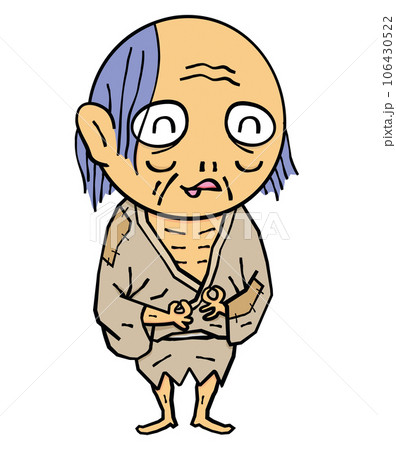 お金のサインを出して微笑んでいる貧乏神 106430522