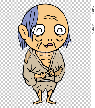 お金のサインを出して微笑んでいる貧乏神 106430522