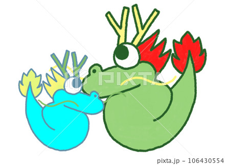 ドラゴンの親子のクレヨンイラスト 106430554