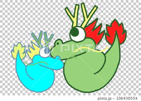 ドラゴンの親子のクレヨンイラスト 106430554
