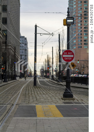 Jersey City, New Jersey, USA, view of Exchange Place light rail station Jersey City, New Jersey, USA, view of Exchange Place light rail station 106430788