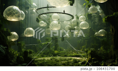 Ethereal Luminescence: Futuristic Jungle Canopy Ethereal Luminescence: Futuristic Jungle Canopy 106431700