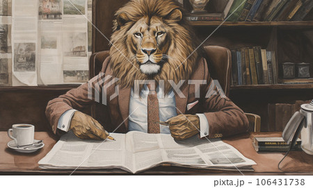 The King's Briefing: Lion in Suit at Tiny Desk 106431738