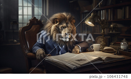The King's Briefing: Lion in Suit at Tiny Desk The King's Briefing: Lion in Suit at Tiny Desk 106431748