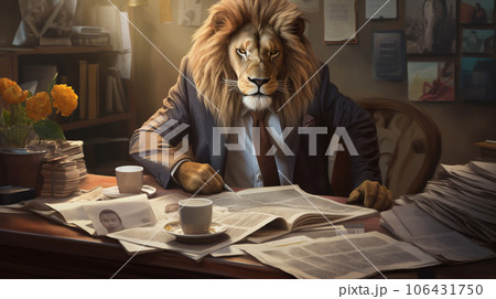 The King's Briefing: Lion in Suit at Tiny Desk 106431750