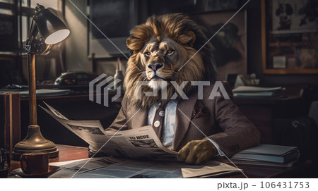 The King's Briefing: Lion in Suit at Tiny Desk The King's Briefing: Lion in Suit at Tiny Desk 106431753