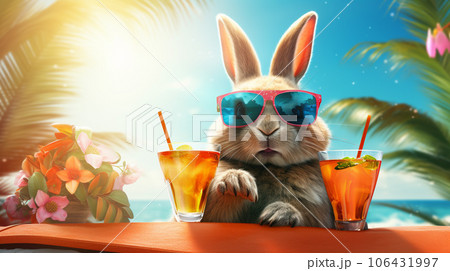 Chillin' Bunny: A Rabbit's Tropical Getaway 106431997