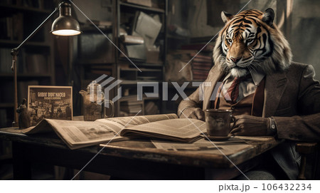 Sartorial Elegance: The Dapper Tiger's Morning Routine Sartorial Elegance: The Dapper Tiger's Morning Routine 106432234