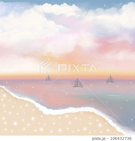海の夕焼け風景 海の夕焼け風景 106432736