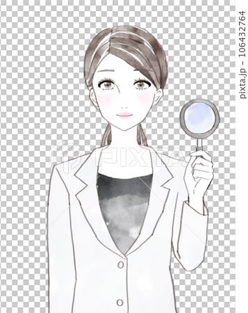 虫眼鏡を持つ女医 106432764