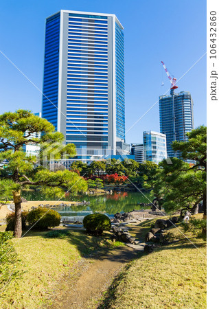 晩秋の東京港区　紅葉の旧芝離宮恩賜庭園 106432860