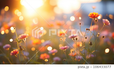 秋の夕暮れに輝く球ボケの美しい花たち 秋の夕暮れに輝く球ボケの美しい花たち 106433077