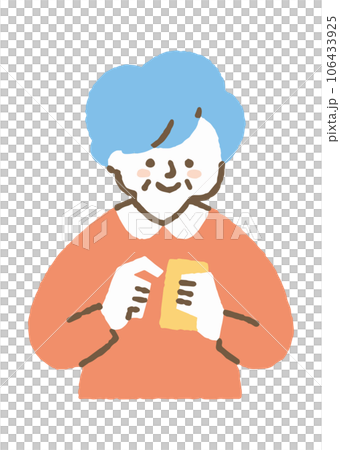 Elderly woman operating a mobile phone_color 106433925