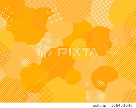 背景素材 オレンジ色 黄色 幾何学模様のポップなバックグラウンド素材 ドット ストライプ 106433949