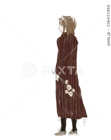 花を持ったワンピースの女性 花を持ったワンピースの女性 106433960