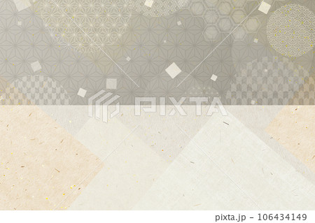 四角いデザインの日本紙　伝統の藁入り土佐和紙　ベージュカラーのテクスチャ素材　 106434149