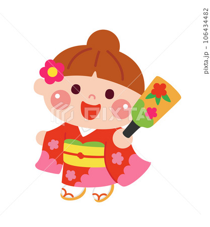 はごいたをする女の子のイラスト はごいたをする女の子のイラスト 106434482