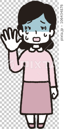 右手有五個手指的蒼白女人的全身插圖 右手有五個手指的蒼白女人的全身插圖 106434876
