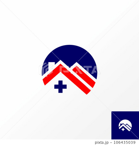 Logo design graphic concept creative abstract premium vector stock sign block circle with double roof house chimney. Related to property home protect Logo design graphic concept creative abstract premium vector stock sign block circle with double roof house chimney. Related to property home protect 106435039