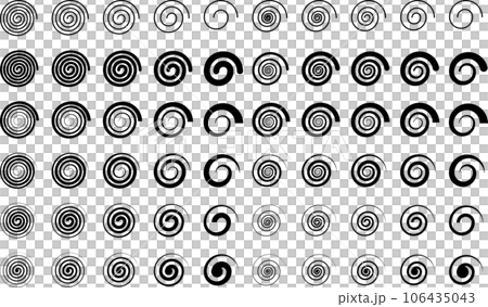 Monochrome spiral/vortex vector illustration set 106435043