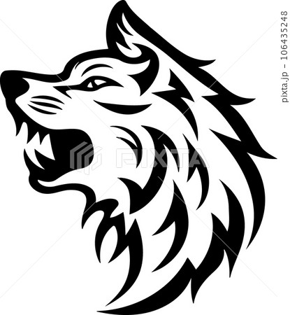 animal mammal wolf head black and white animal mammal wolf head black and white 106435248