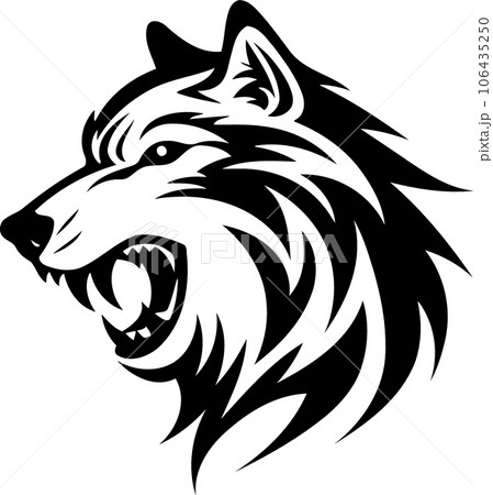 animal mammal wolf head black and white 106435250