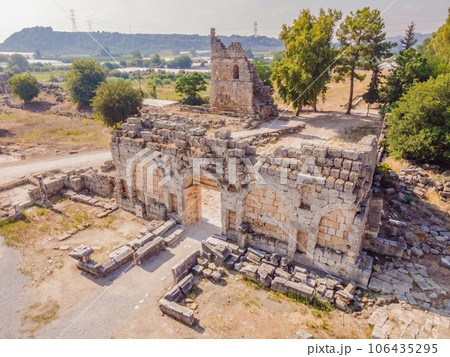 Ruins of the ancient Lycian city Perge located near the Antalya city in Turkey turkiye, GO Everywhere Ruins of the ancient Lycian city Perge located near the Antalya city in Turkey turkiye, GO Everywhere 106435295