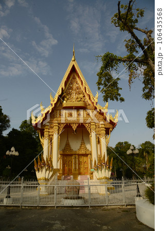 Buddhist church at the Wat Phra That Narai Jeng Weng temple. Which is an architectural style commonly seen in Thailand. Located at Sakhon Nakhon Province in Northeast of Thailand. Buddhist church at the Wat Phra That Narai Jeng Weng temple. Which is an architectural style commonly seen in Thailand. Located at Sakhon Nakhon Province in Northeast of Thailand. 106435568