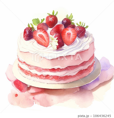 創作【❀いちごケーキ❀】手描きイラスト