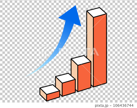 An image of a rapidly rising three-dimensional bar graph and an arrow An image of a rapidly rising three-dimensional bar graph and an arrow 106436744