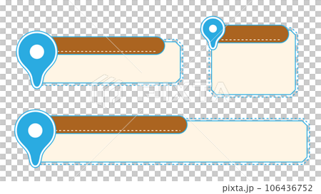 水色の大きな目的地マーク付き・茶色サブベースとベージュのテロップベース 水色の大きな目的地マーク付き・茶色サブベースとベージュのテロップベース 106436752