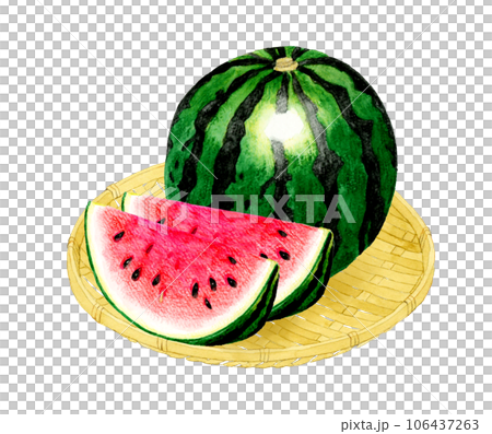 切西瓜夏季水果手繪水彩插畫素材 106437263
